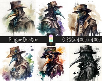 Plague Doctor Wall Art, Digital Wall Art, Printable Wall Art, Gothic Wall Art, Gothic Watercolor, Plague Doctor Poster