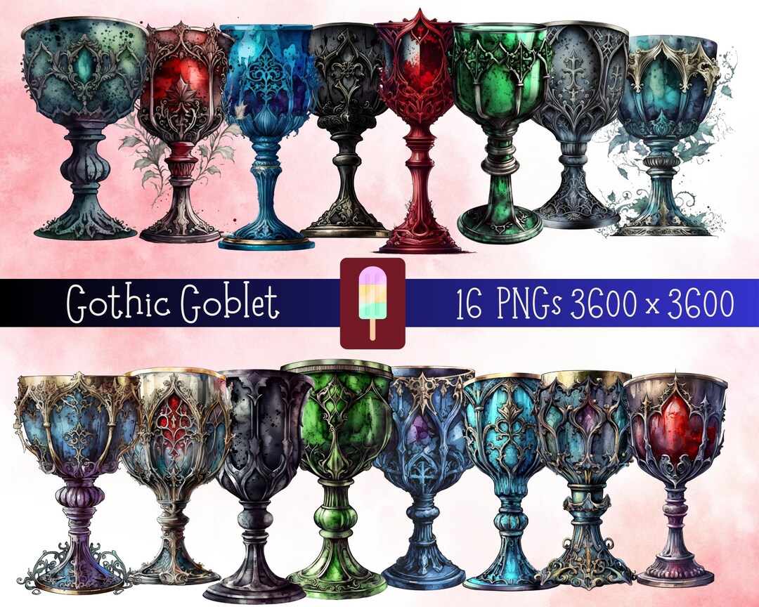 Gothic Goblet Clipart, Gothic Wine Glass Png, Red Vampire Glass Clipart