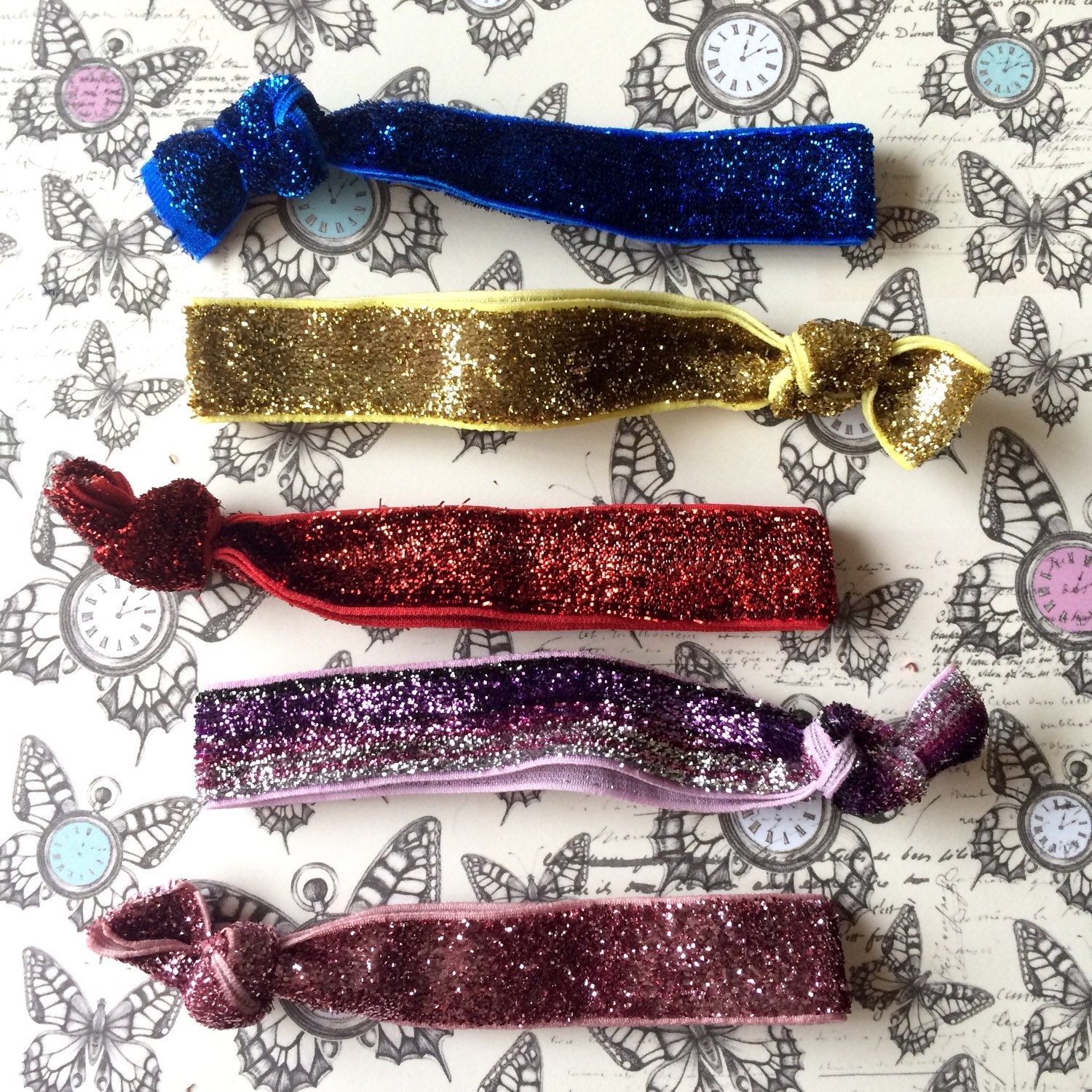 Glitter hair band Glitter fold over elastic hair band Etsy