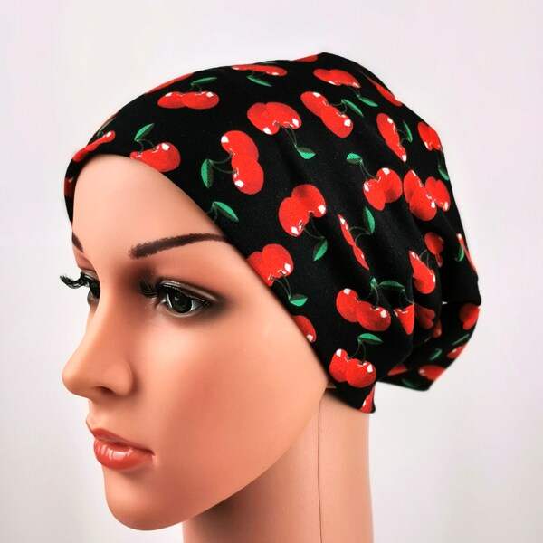 Bonnet Femme Cherries noir Jersey