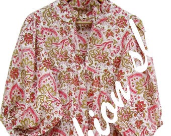 vestido longo estampado para praia - vestido de algodão com decote em V - vestido longo com manga 3/4 e botão