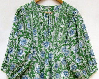 regular wear casual printed long maxi dress - Henley neckline with cotton ties maxi dress - 3/4th sleeve with buttons summer maxi dress