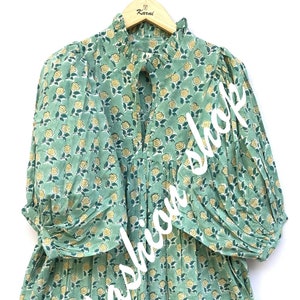 stylish green-yellow flower pattern printed women&#39;s maxi dress - frill collar with belt cotton long dress