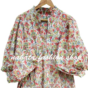 green pink floral printed cotton long maxi dress  - v neckline maxi dress - 3/4th sleeve with buttons summer maxi dress