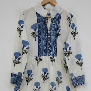 floral boota printed cotton long maxi dress - collared neckline with buttons maxi dress - long sleeve boho maxi dress
