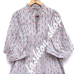 purple pink floral pattern hand block printed women&#39;s maxi dress - frill collar with belt cotton long dress