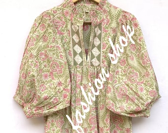 cotton gray-pink floral hand block printed women's maxi dress - frill collar with belt boho long maxi dress