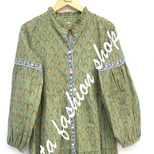 stylish green floral block printed women&#39;s maxi dress - frill collar with belt cotton maxi dress