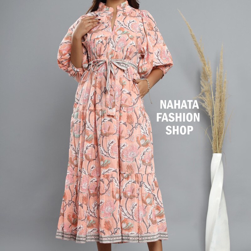 Floral Garden Peach Spaghetti Tube Dress main image 0