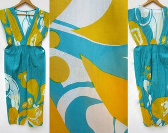 printed Indian style jumpsuits - v neckline summer wear jumpsuit - sleeve less jumpsuits