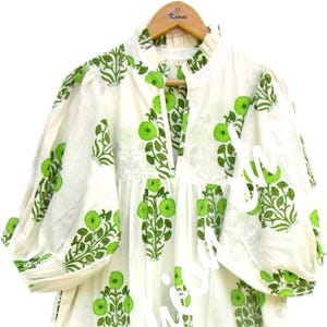 green boota printed long maxi dress - v neckline summer maxi dress - 3/4th sleeve boho maxi dress