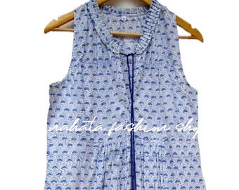 long cotton block printed ruffle maxi dress - Henley neckline with tassel summer dress - sleeve less bohemian maxi