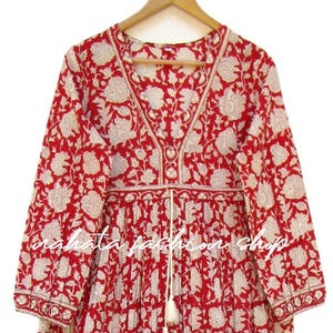 Red Striped Crinkled Cotton Maxi Bohemian Dress main image 1
