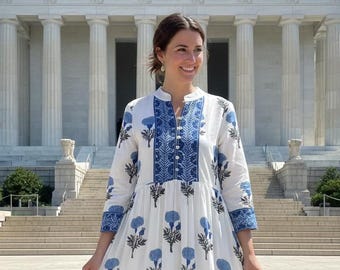 floral boota printed cotton long maxi dress - collared neckline with buttons maxi dress - long sleeve boho maxi dress