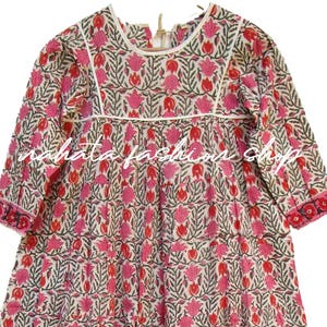 summer kids block printed maxi dress - crew neckline with back tassel short girls dress - long sleeve bohemian kids maxi