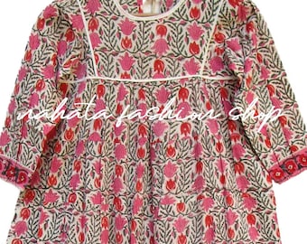 summer kids block printed maxi dress - crew neckline with back tassel short girls dress - long sleeve bohemian kids maxi
