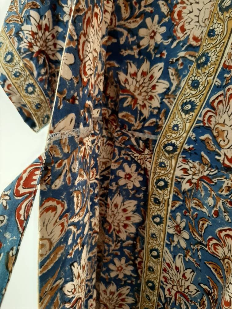 Traditional Kalamkari handblock printed women's long robe | Etsy