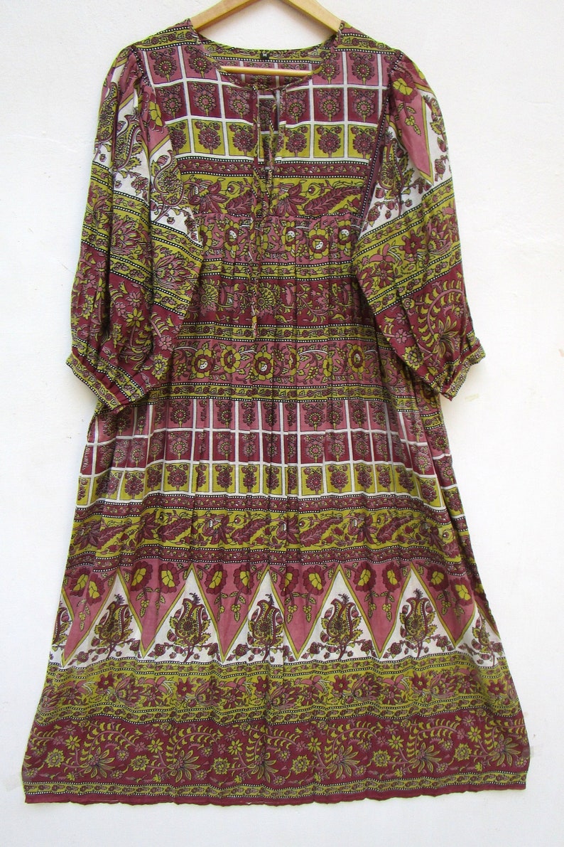 abstract dual color printed cotton summer long maxi dress 34th sleeve with buttons maxi dress round neckline with ties long maxi dress