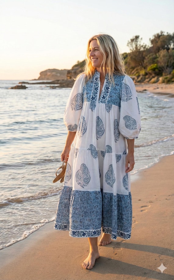 loose fitting midi dresses Black Floral Print Loose Fit Crew Neck Midi Dress Mushroom Taupe / L