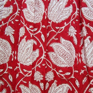 Sparrow Tales Red' Hand Block Printed Cotton Dress RED