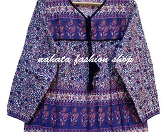 stilvolles lässiges floral bedrucktes Damenoberteil - bedrucktes Langarmshirt mit Quastenbluse - Vintage-Bluse mit V-Ausschnitt