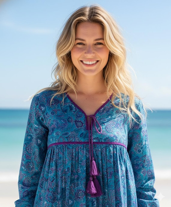 Darkest Paisley Printed Cotton Women Wear Blouse and Tops - V