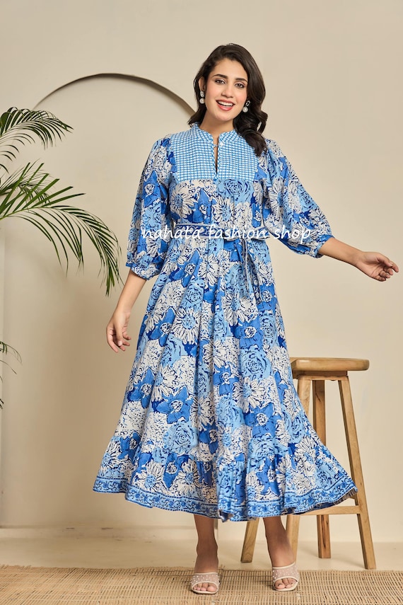 fitted lace wedding dress Eva Dress Crew Neck 3/4 Sleeve Maxi Length Cotton Musola (Darby Rose G