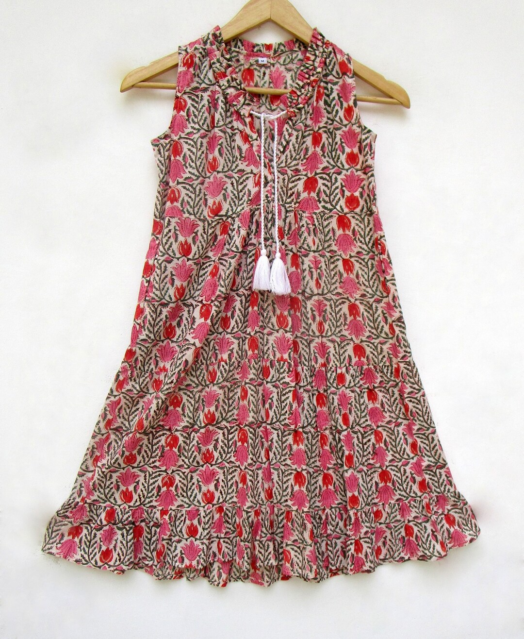 Girls Floral Tie-Shoulder Cotton Dress – Sleeveless Casual & Party Wear main image 1