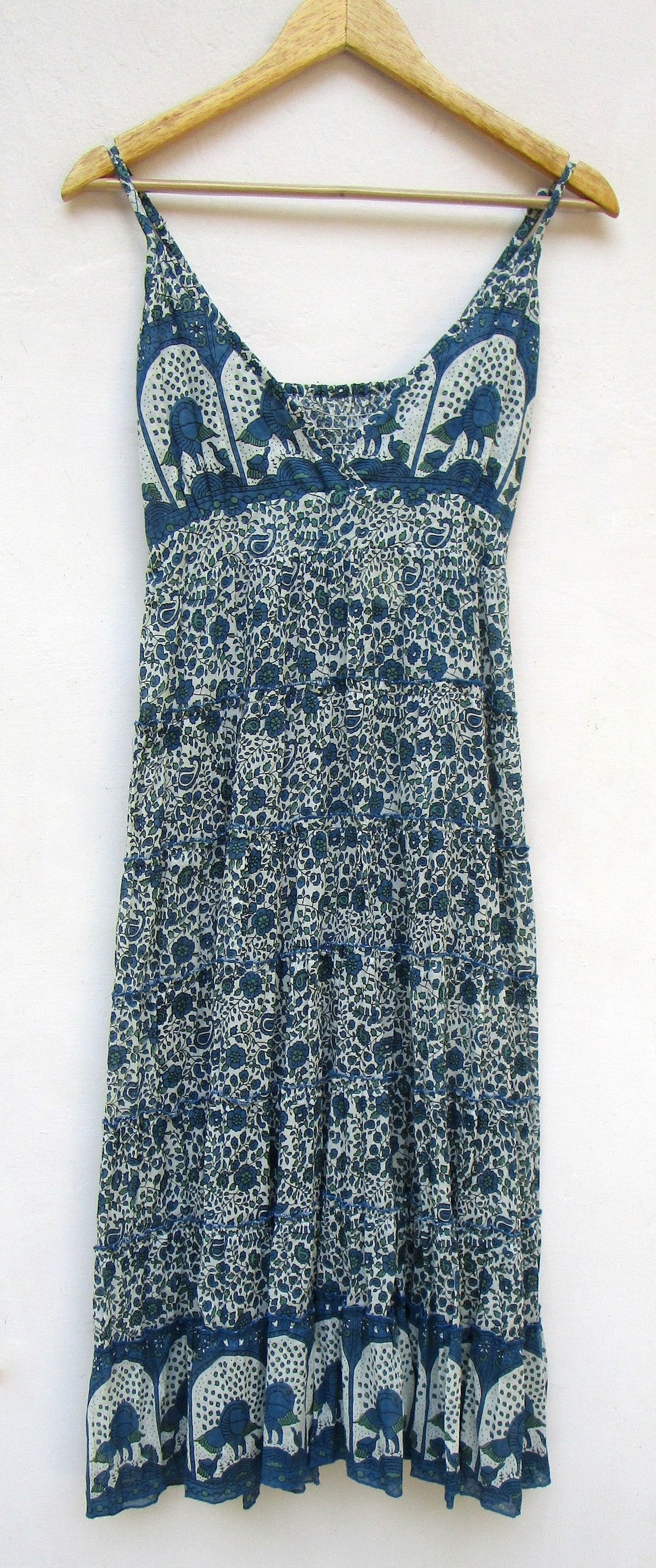 Beach Floral Women Cotton Screen Printed Long Strap Maxi Dress | Etsy