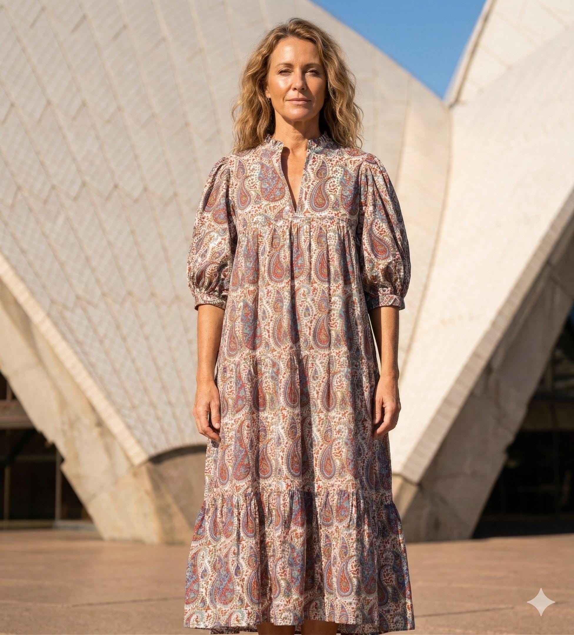 Maxi Paisley Brown Dress - Etsy