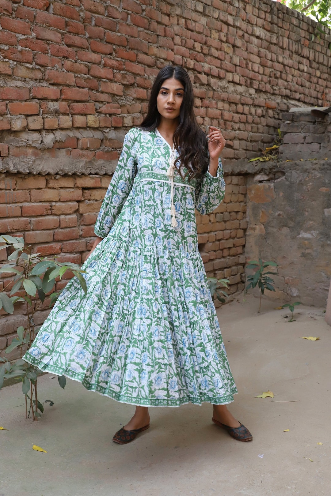 Green Blue Floral Printed Summer Wear Maxi Dress V Neckline With Tassel Indian Maxi Dress Long Sleeve Casual Look Maxi Dress - Etsy Green Blue Floral Printed Summer Wear Maxi Dress V Neckline With Tassel Indian Maxi Dress Long Sleeve Casual Look Maxi Dress - Etsy