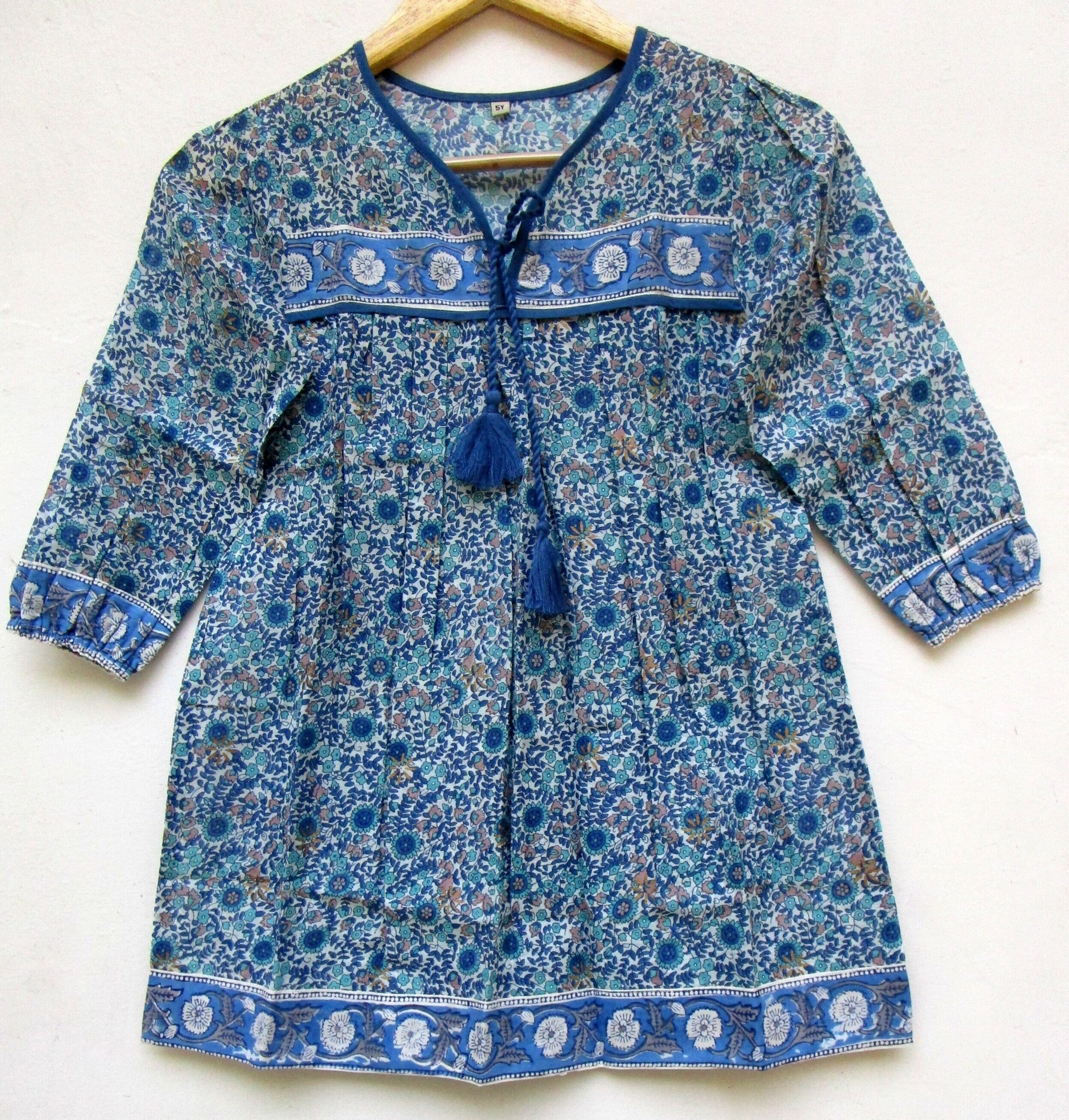 Cotton Little Floral Look Girls Bohemian Maxi Dress V Neckline With Tassel Summer Kids Wear Dress Long Sleeve Indian Kids Maxi Etsy Canada