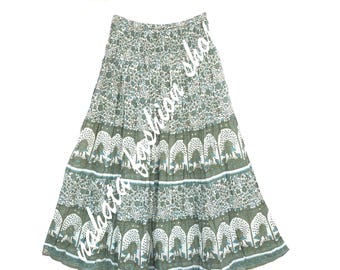 indian bohemian screen printed women long maxi skirts - picnic wear floral long maxi skirts