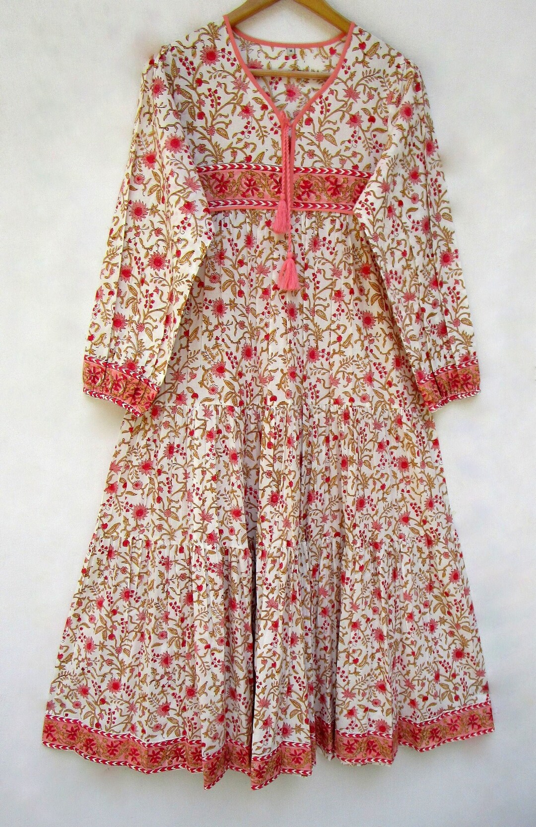 Beautiful Plant printing o neck Cinched Dresses summer Dress main image 1