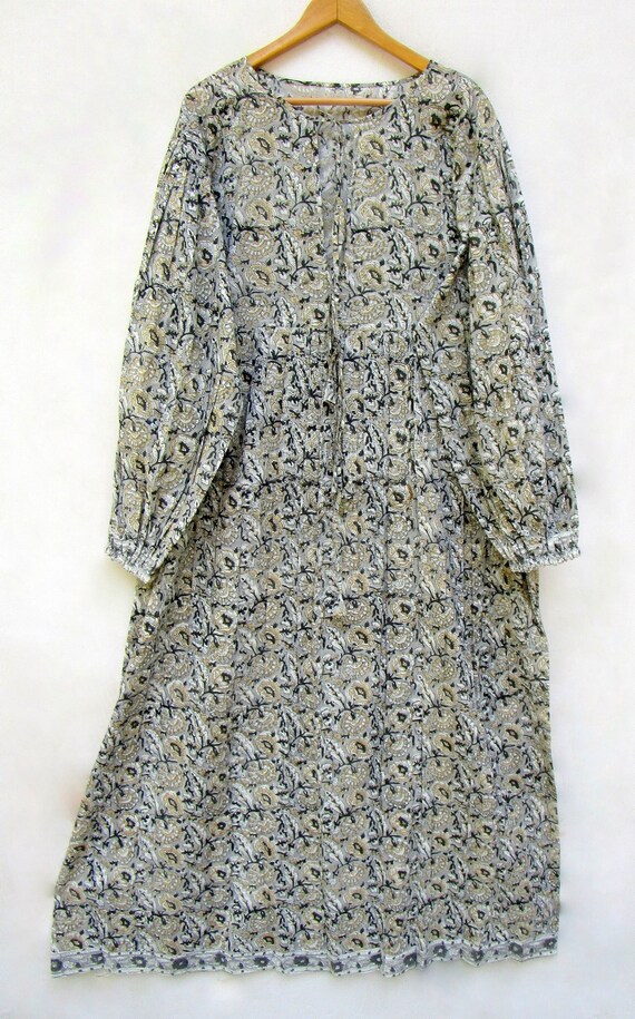 Grey Gold Flowery Look Printed Cotton 