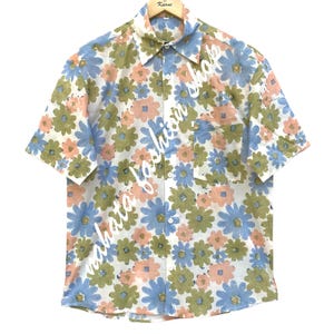 Floral Cotton Shirt: Hand Block Printed Short Sleeve Button-Down