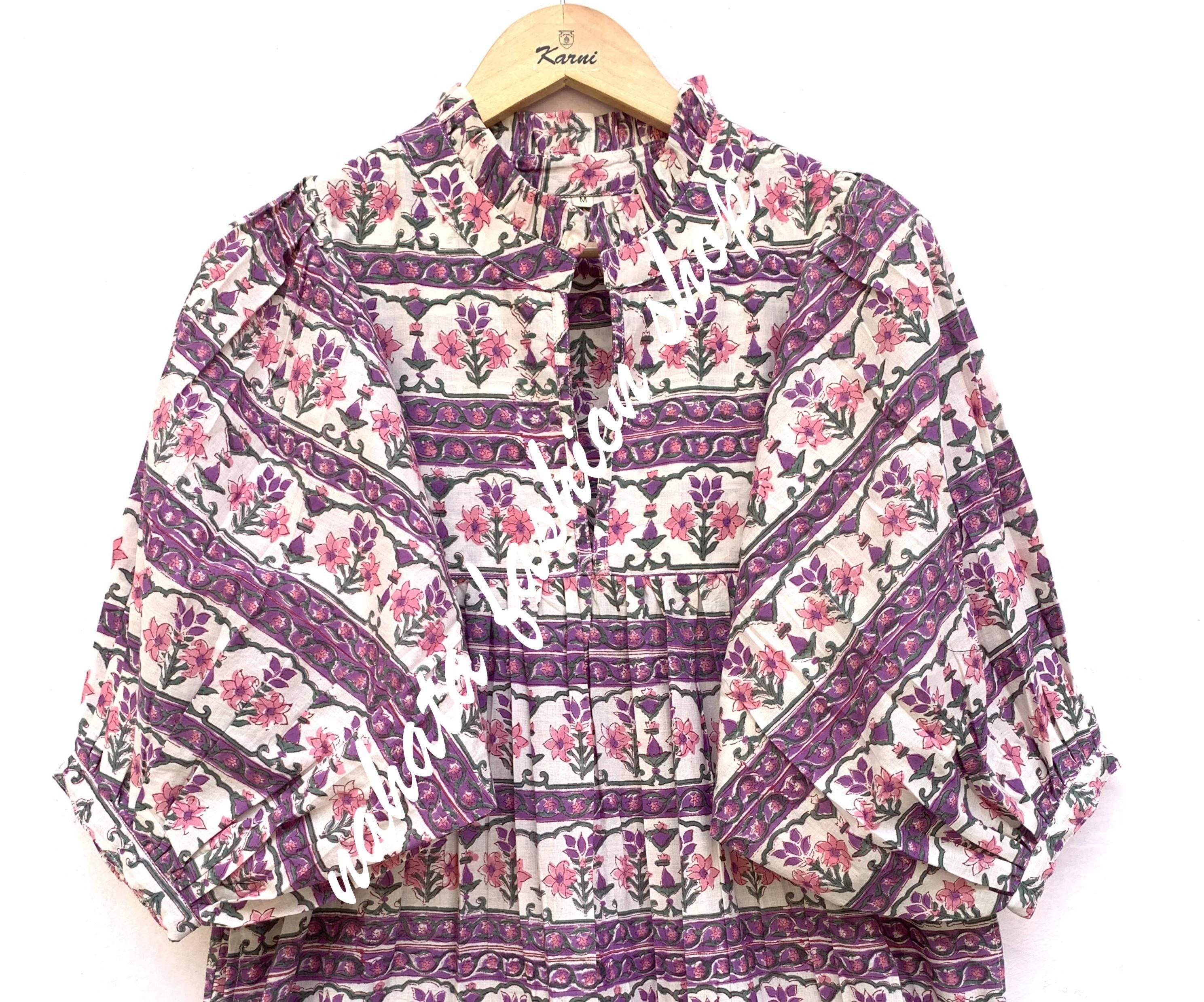 Femmes sexy fendu volants ourlet motif floral minceur à manches longues