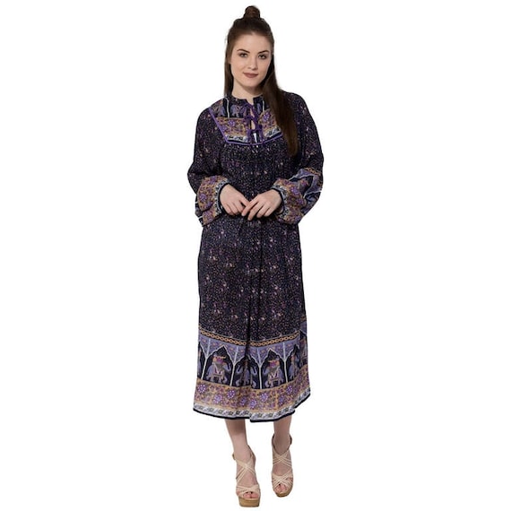 indian cotton voile dresses Hand Printed Cotton Voile Summer Dress | India | Hill Station Ash Tangiers Blue