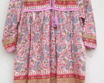 Jaipur made 2017 pink kerry screen printed kids maxi dress size 2y to 14y, any size
