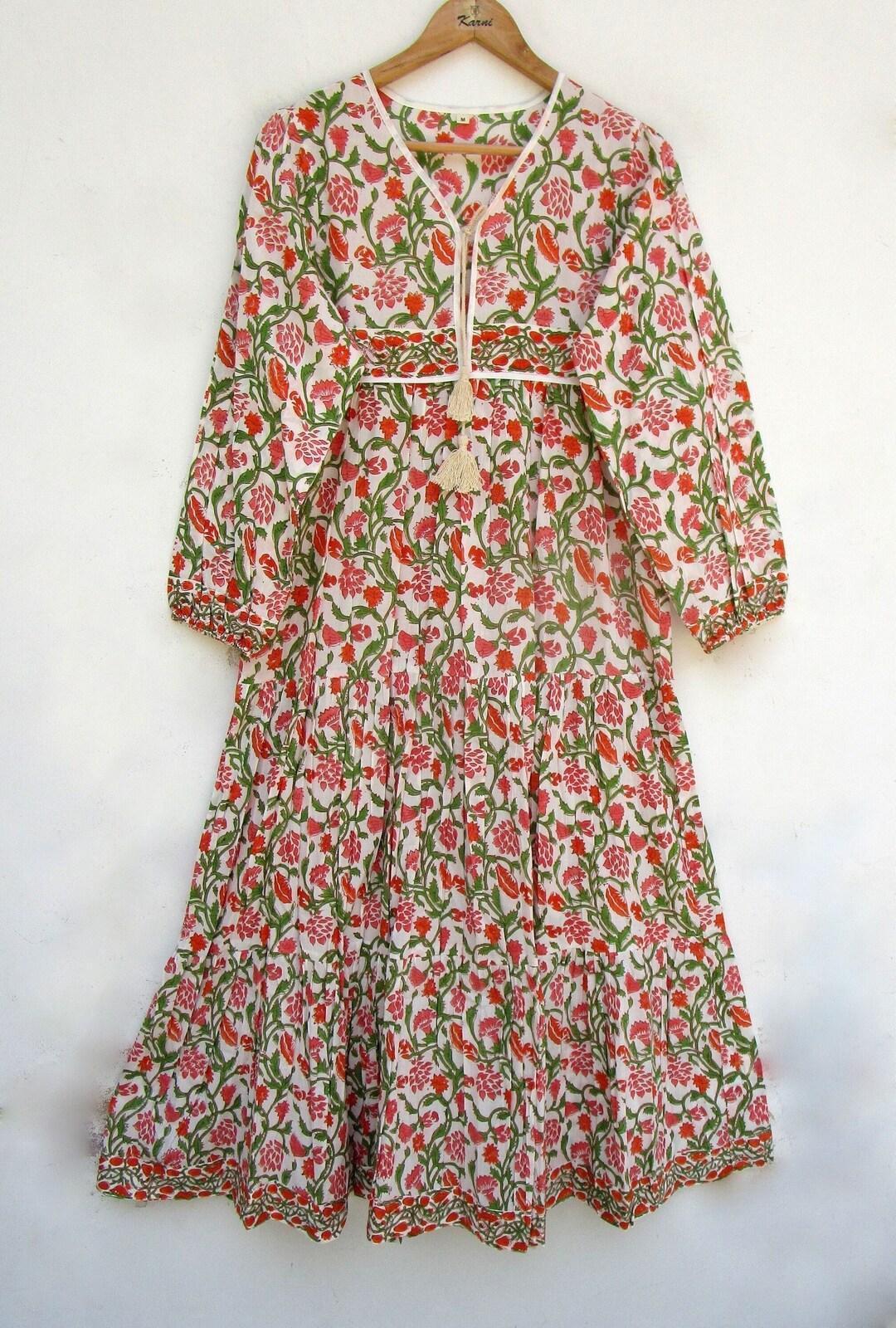 Floral printed Green & Orange Cami Night Dress