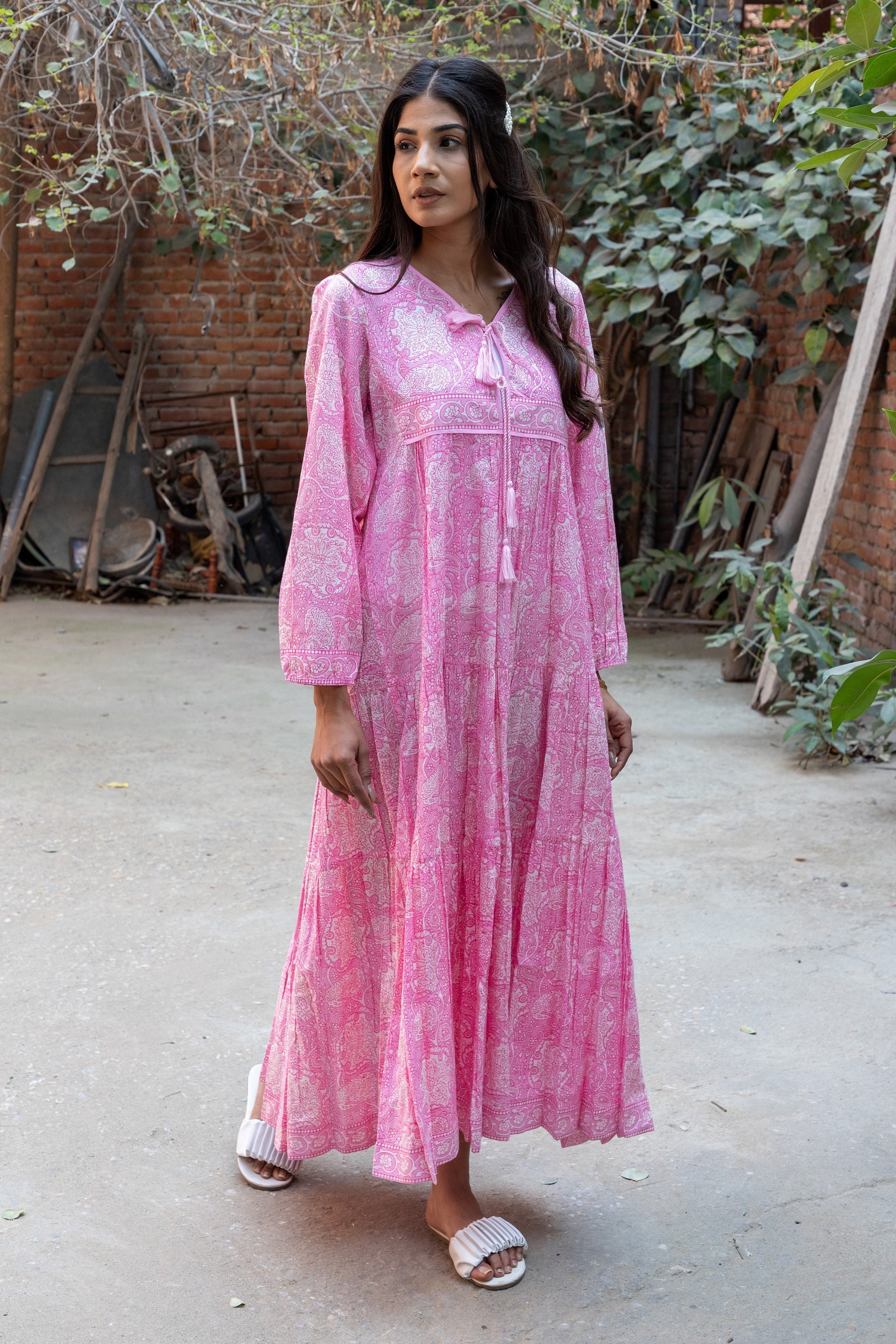 Pink paisley maxi dress cheap
