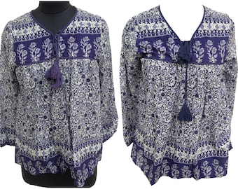 Floral Cotton Bohemian Blouse | Lightweight Ethnic Top