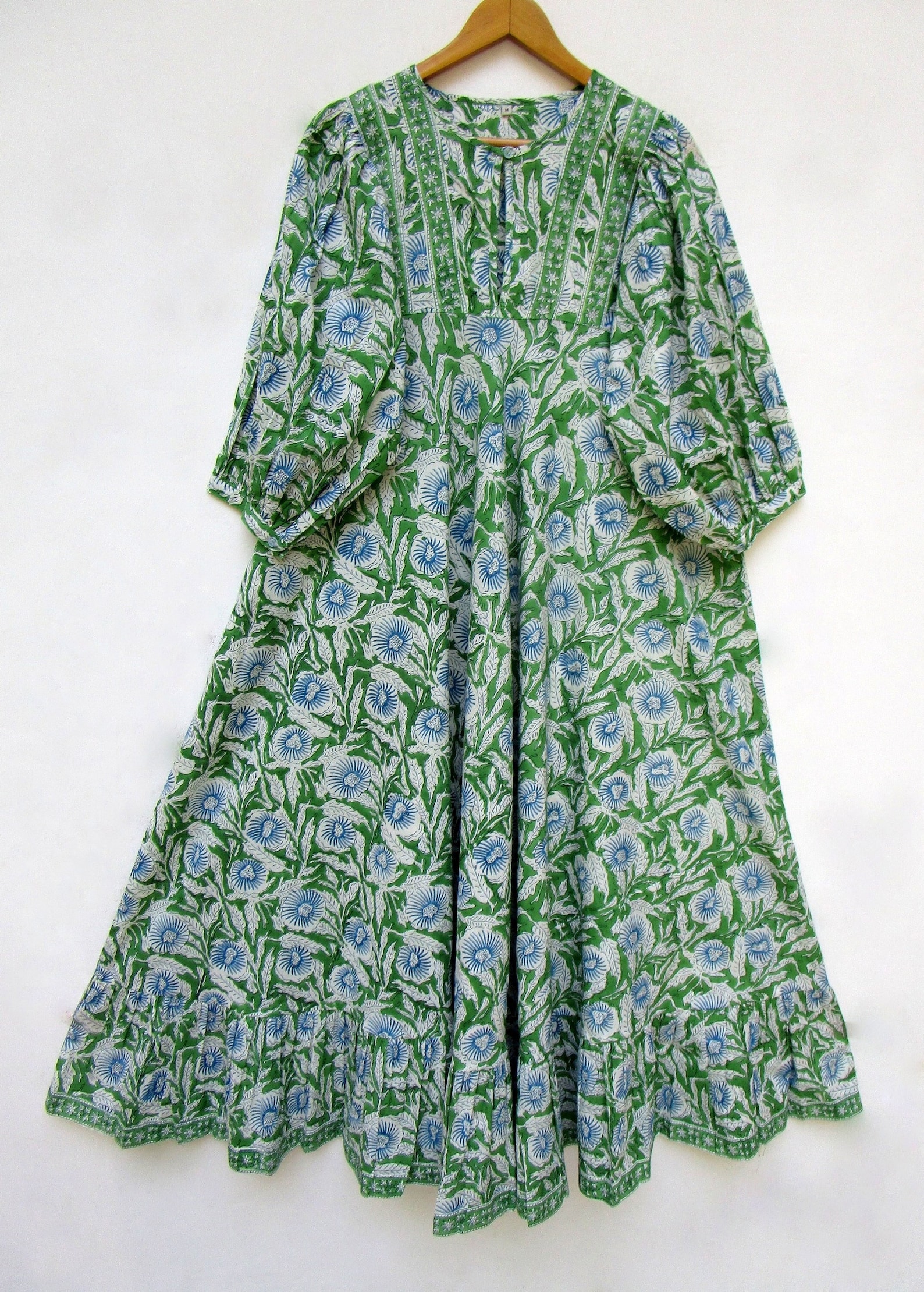 Regular Wear Casual Printed Long Maxi Dress Henley Neckline | Etsy