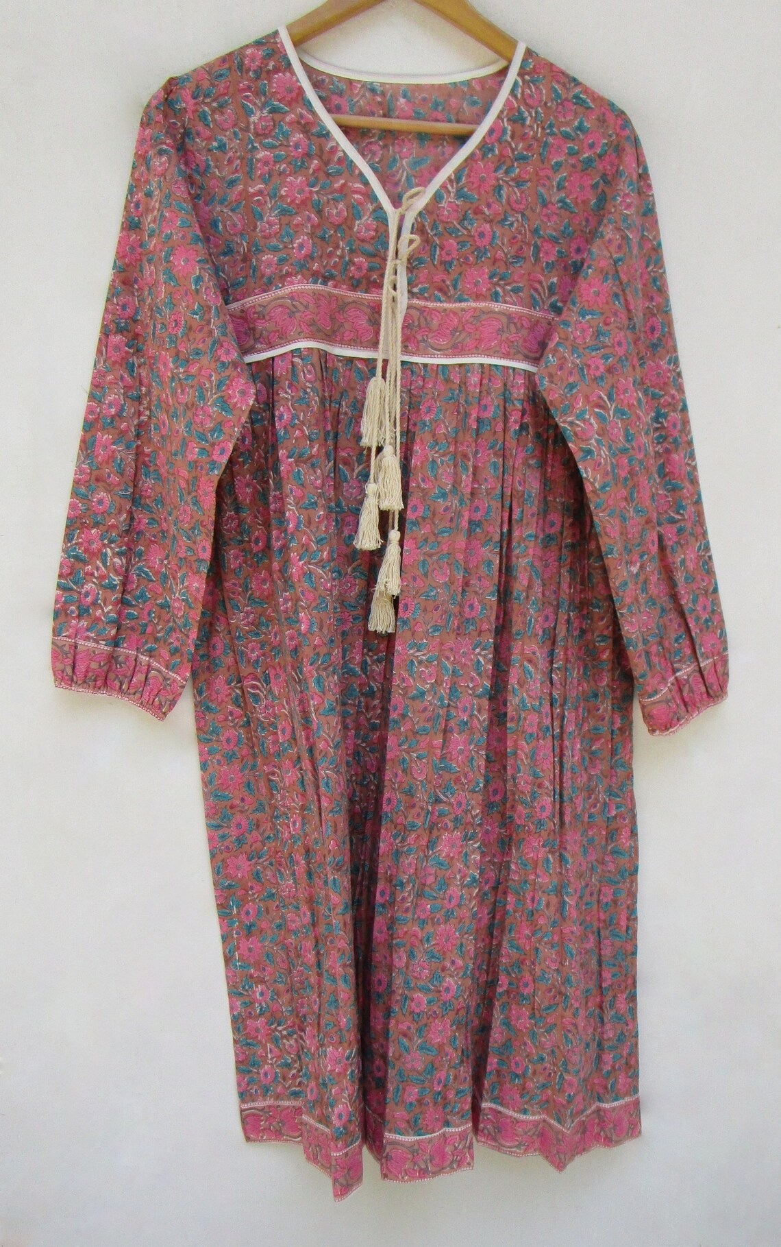 Summer picnic wear women printed maxi dress v neckline with Etsy