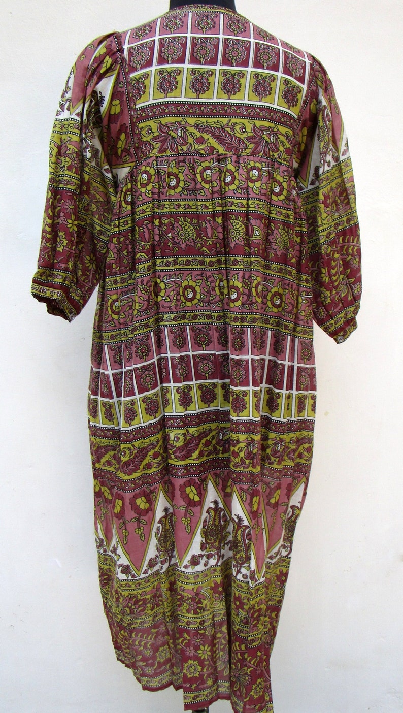 abstract dual color printed cotton summer long maxi dress 34th sleeve with buttons maxi dress round neckline with ties long maxi dress