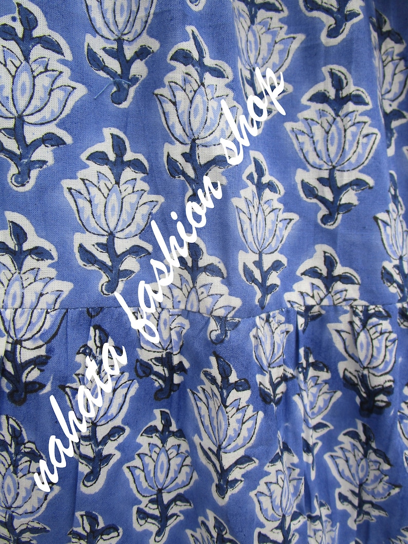 Robe longue d'été longue lotus bleu robe longue décolleté en V robe longue bohème à manches 3/4 image 4