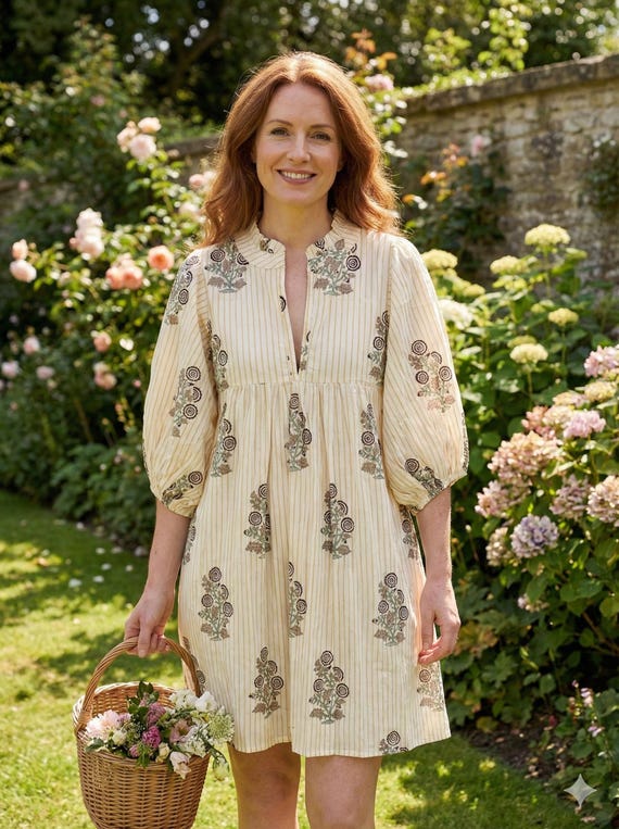 indian cotton boho dresses with sleeves Floral Screen Printed Mini Dress – Ivory Puff Sleeve Dress mfgstyle_SALT022 SELENE BLACK DRESS An Color:Brown/Black up Sleeves