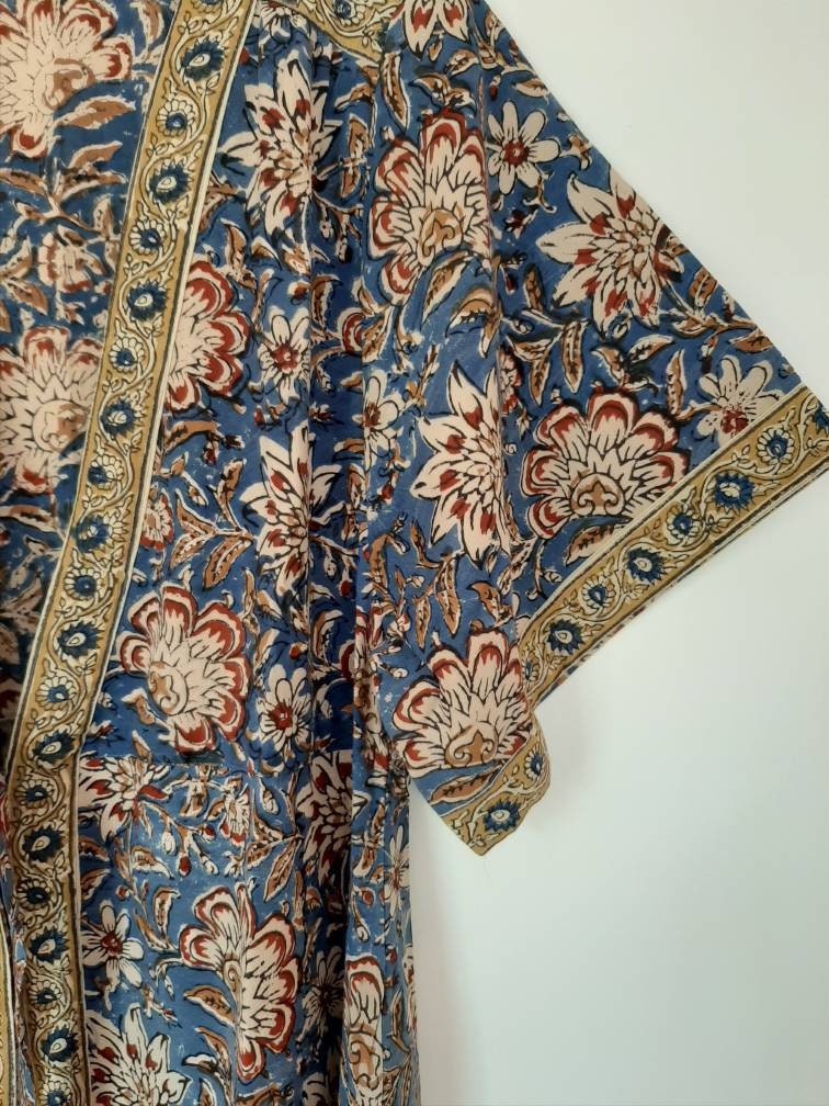 Traditional Kalamkari handblock printed women's long robe | Etsy