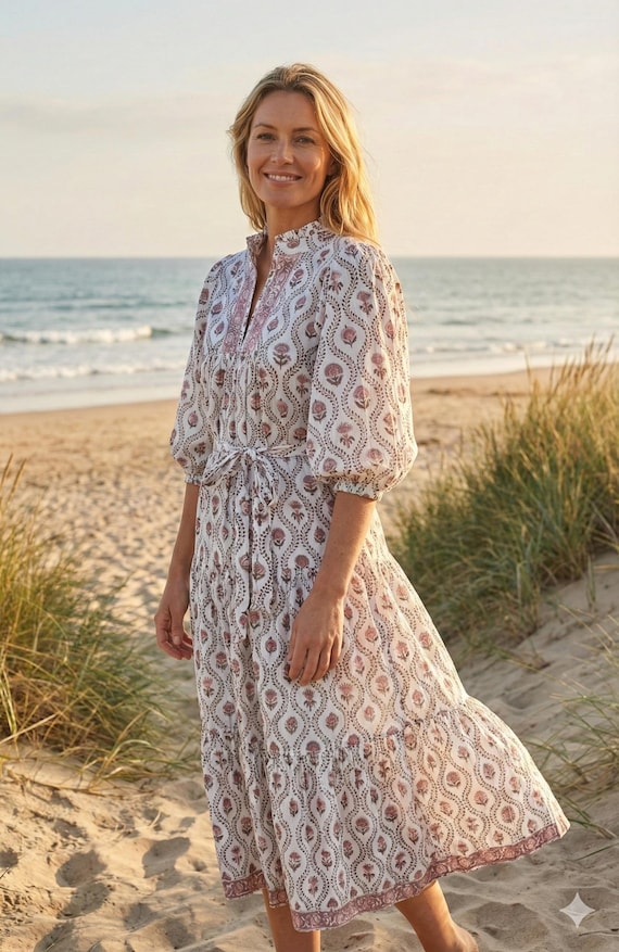 Vintage Floral Block Print Cotton Maxi Dress Boho Long Sleeve Indie Dress - Etsy Israel Vintage Floral Block Print Cotton Maxi Dress Boho Long Sleeve Indie Dress - Etsy Israel