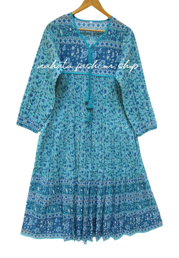 blue long sleeve summer dress Long Sleeve Blue Clouds Summer Dress – Tonys Finest main image 0